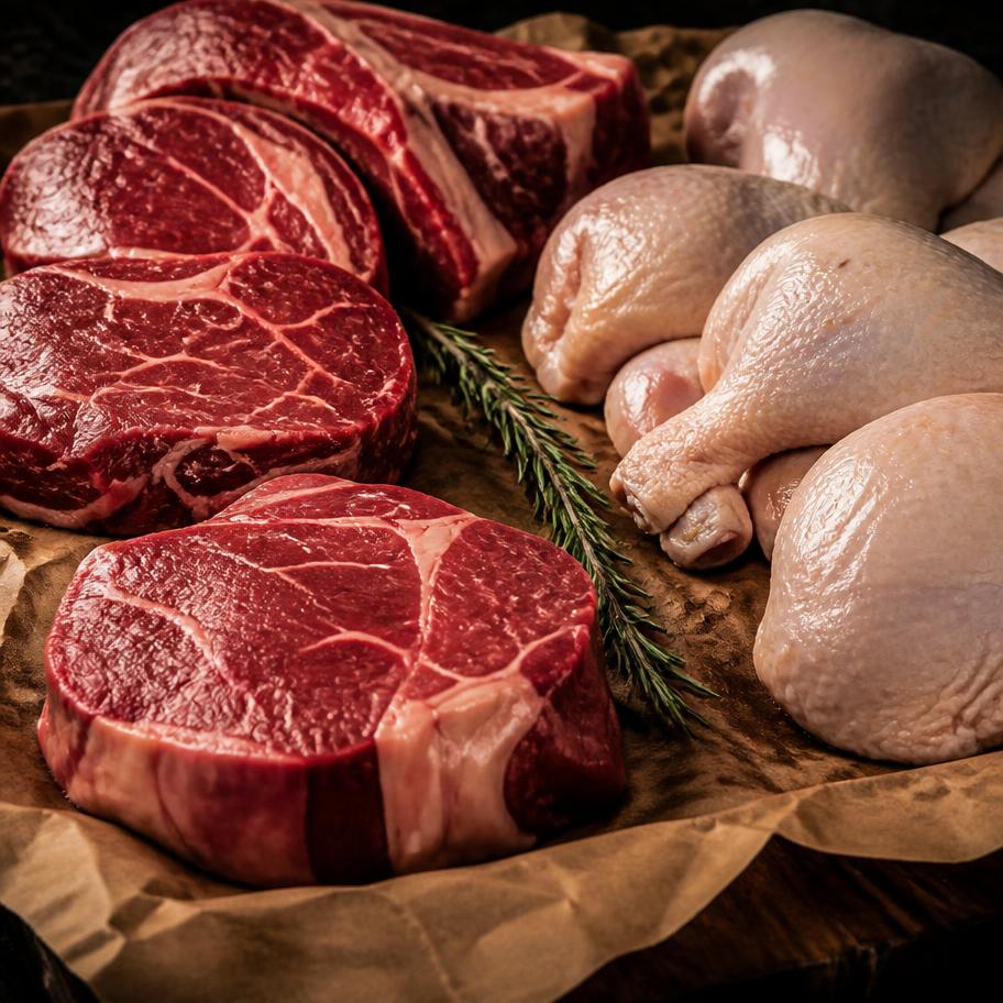 Fresh cut beef steaks and chicken from Apito Provisions