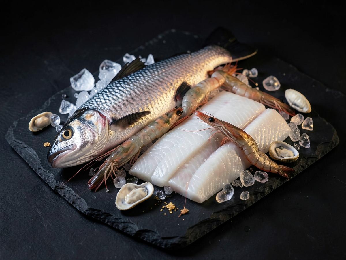 Premium fresh fish, shrimp and shellfish on ice supplied wholesale by Apito Provisions