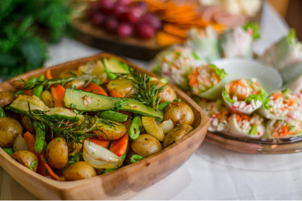 A bowl of roasted vegetables
